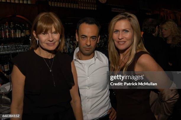 Ann McNally, Francisco Costa and Kim Vernon attend Calvin Klein Post Show dinner at La Bottega at the Maritime Hotel on February 12, 2004 in New York...