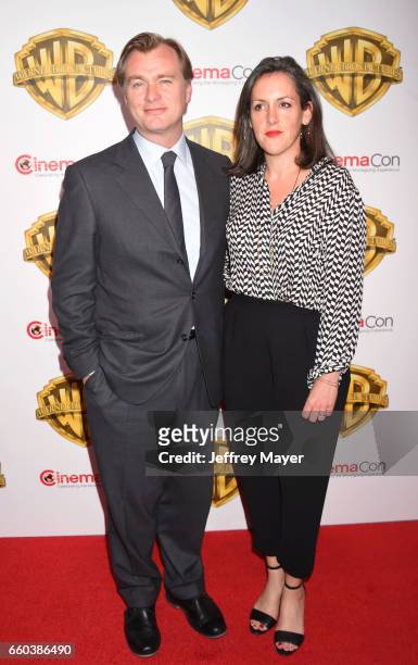 Director Christopher Nolan and producer Emma Thomas arrive at the CinemaCon 2017 Warner Bros. Pictures presentation of their upcoming slate of films...