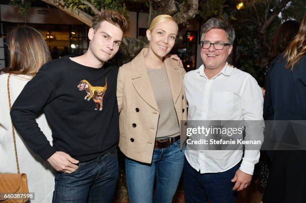 Chris Horan, Tara Swennen and Barrett Ward attend Minka Kelly and Barrett Ward Co-Host the FashionABLE Equal Pay Day kick-off Dinner at Gracias Madre...