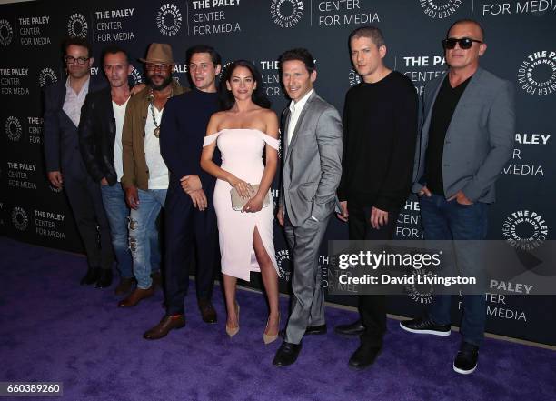 Actors Paul Adelstein, Robert Knepper, Rockmond Dunbar, Augustus Prew, Inbar Lavi, Mark Feuerstein, Wentworth Miller and Dominic Purcell attend the...