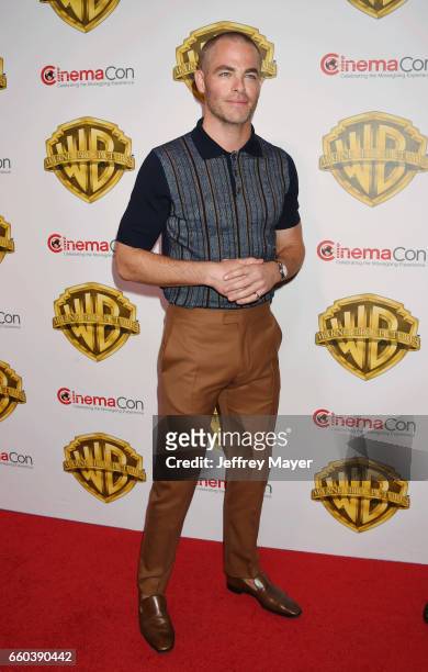Actor Chris Pine arrives at the CinemaCon 2017 Warner Bros. Pictures presentation of their upcoming slate of films at The Colosseum at Caesars Palace...