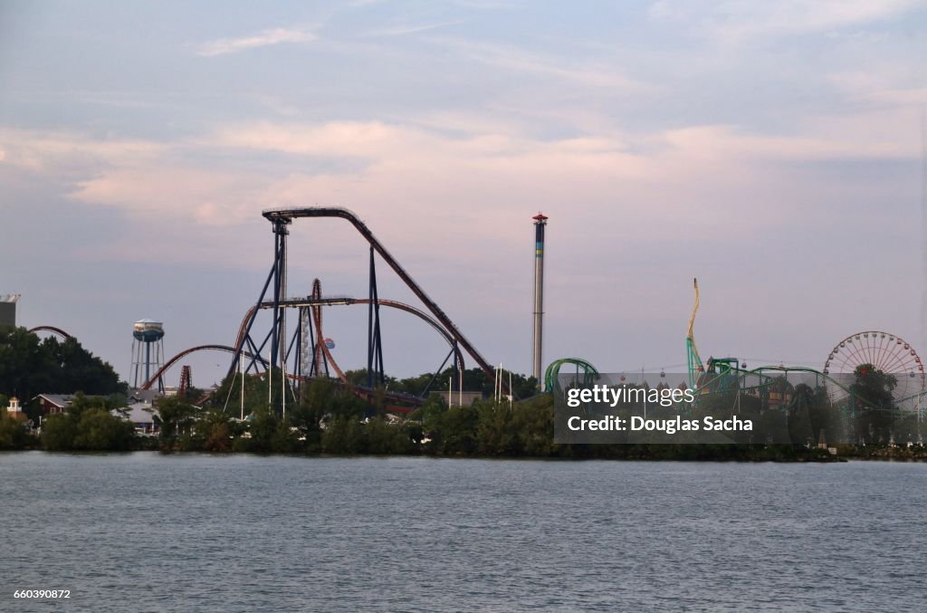 Thrill ride at Cedar Point Amusement Park, Sandusky, Ohio, United States