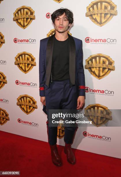 Actor Ezra Miller attends the Warner Bros. Pictures presentation during CinemaCon at The Colosseum at Caesars Palace on March 29, 2017 in Las Vegas,...