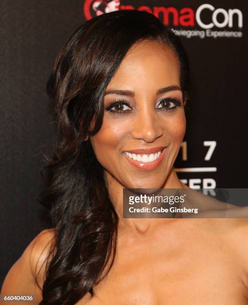 Television personality Shaun Robinson attends the 2017 Will Rogers Pioneer of the Year dinner honoring Cheryl Boone Isaacs during CinemaCon at...