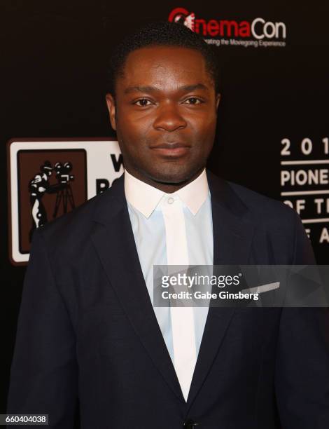 Actor David Oyelowo attends the 2017 Will Rogers Pioneer of the Year dinner honoring Cheryl Boone Isaacs during CinemaCon at Caesars Palace on March...