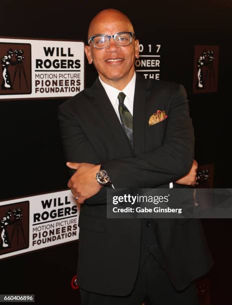 Music director and producer Rickey Minor attends the 2017 Will Rogers Pioneer of the Year dinner honoring Cheryl Boone Isaacs during CinemaCon at...
