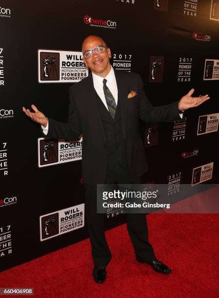 Music director and producer Rickey Minor attends the 2017 Will Rogers Pioneer of the Year dinner honoring Cheryl Boone Isaacs during CinemaCon at...