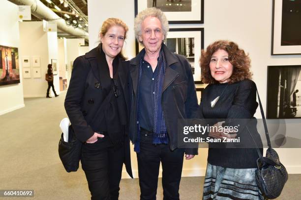 Elizabeth Gregory-Gruen, Bob Gruen and Gail Buckland attend Vernissage The Photography Show Presented by AIPAD at Pier 94 on March 29, 2017 in New...