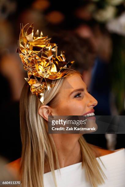 Erin Holland arrives ahead of the Star Doncaster Mile Inaugural Luncheon at The Star on March 30, 2017 in Sydney, Australia.
