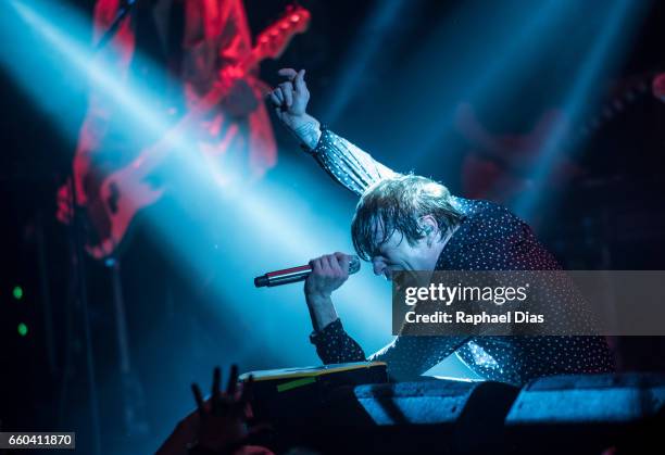 Matt Schultz from Cage The Elephant performs at Circo Voador on March 29, 2017 in Rio de Janeiro, Brazil.