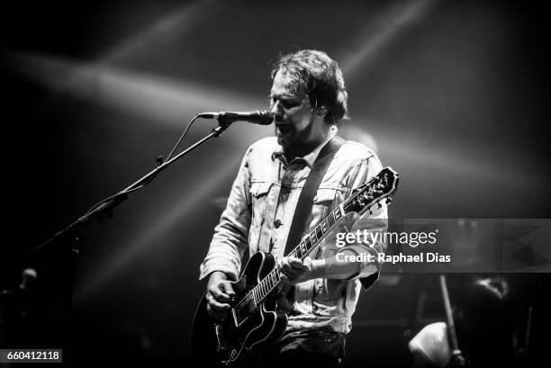 Brian Aubert from Silversun Pickups performs at Circo Voador on March 29, 2017 in Rio de Janeiro, Brazil.