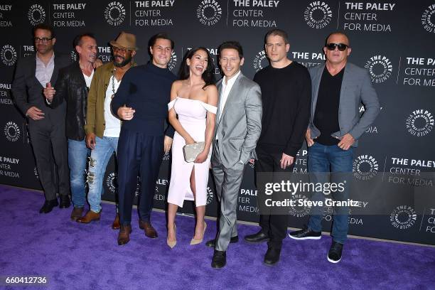 Actors Paul Adelstein, Robert Knepper, Rockmond Dunbar, Augustus Prew, Inbar Lavi, Mark Feuerstein, Wentworth Miller and Dominic Purcell arrives at...