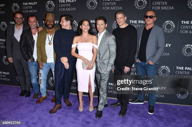 Actors Paul Adelstein, Robert Knepper, Rockmond Dunbar, Augustus Prew, Inbar Lavi, Mark Feuerstein, Wentworth Miller and Dominic Purcell arrives at...