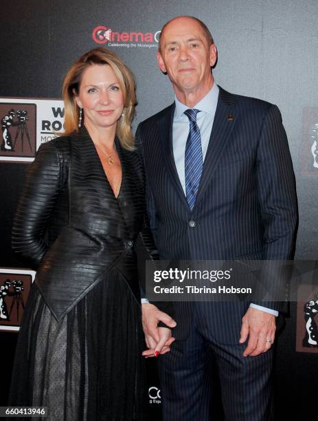 20th Century Fox President of Domestic Theatrical Distribution Christopher Aronson and his wife, Melissa Elliott, attend the 2017 Will Rogers Pioneer...