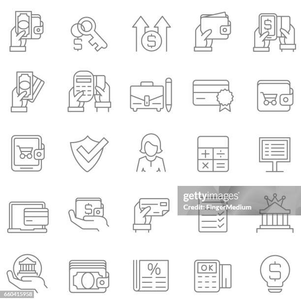 finance icon set - card reader stock illustrations