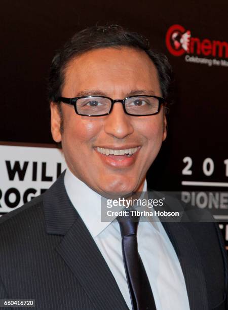 Actor Aasif Mandvi attends the 2017 Will Rogers Pioneer of the Year dinner honoring Cheryl Boone Isaacs during CinemaCon at Caesars Palace on March...
