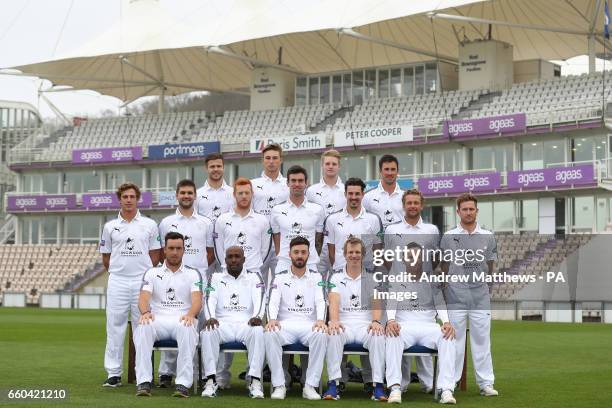Hampshire Team photo Back row from left to right, Lewis McManus, Asher Hart, Brad Taylor and Will Smith. Middle row left to right, Brad Wheal, Rilee...