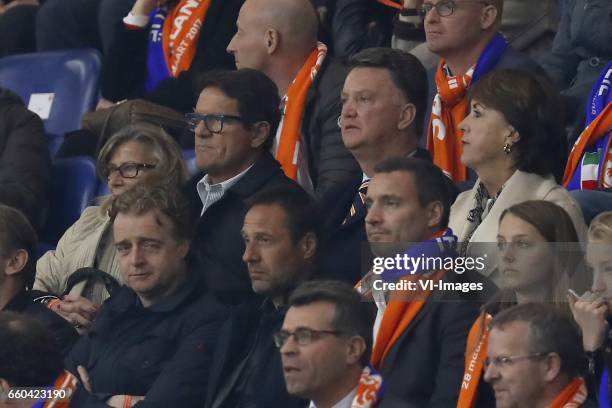 Laura Ghisi, Fabio Capello, Louis van Gaal, Truus van Gaalduring the friendly match between Netherlands and Italy at the Amsterdam Arena on March 28,...