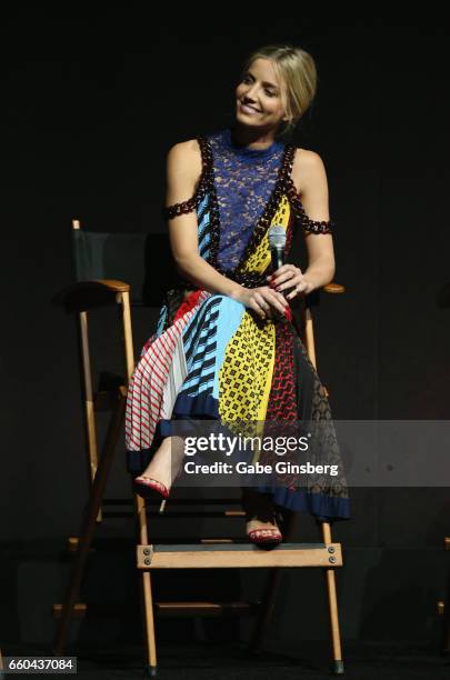 Actress Annabelle Wallis speaks at the Universal Pictures' presentation during CinemaCon at The Colosseum at Caesars Palace at on March 29, 2017 in...