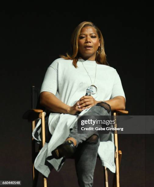 Actress Queen Latifah speaks at the Universal Pictures' presentation during CinemaCon at The Colosseum at Caesars Palace at on March 29, 2017 in Las...