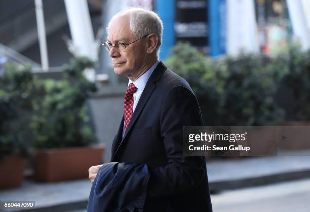 Herman van Rompuy arrives for the European People's Party Congress on March 30, 2017 in San Giljan, Malta. The EPP, which includes many European...