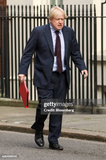 Boris Johnson U.K. Foreign secretary, arrives in Downing Street in London, U.K., on Thursday, March 30, 2017. U.K. Prime Minister Theresa May will...