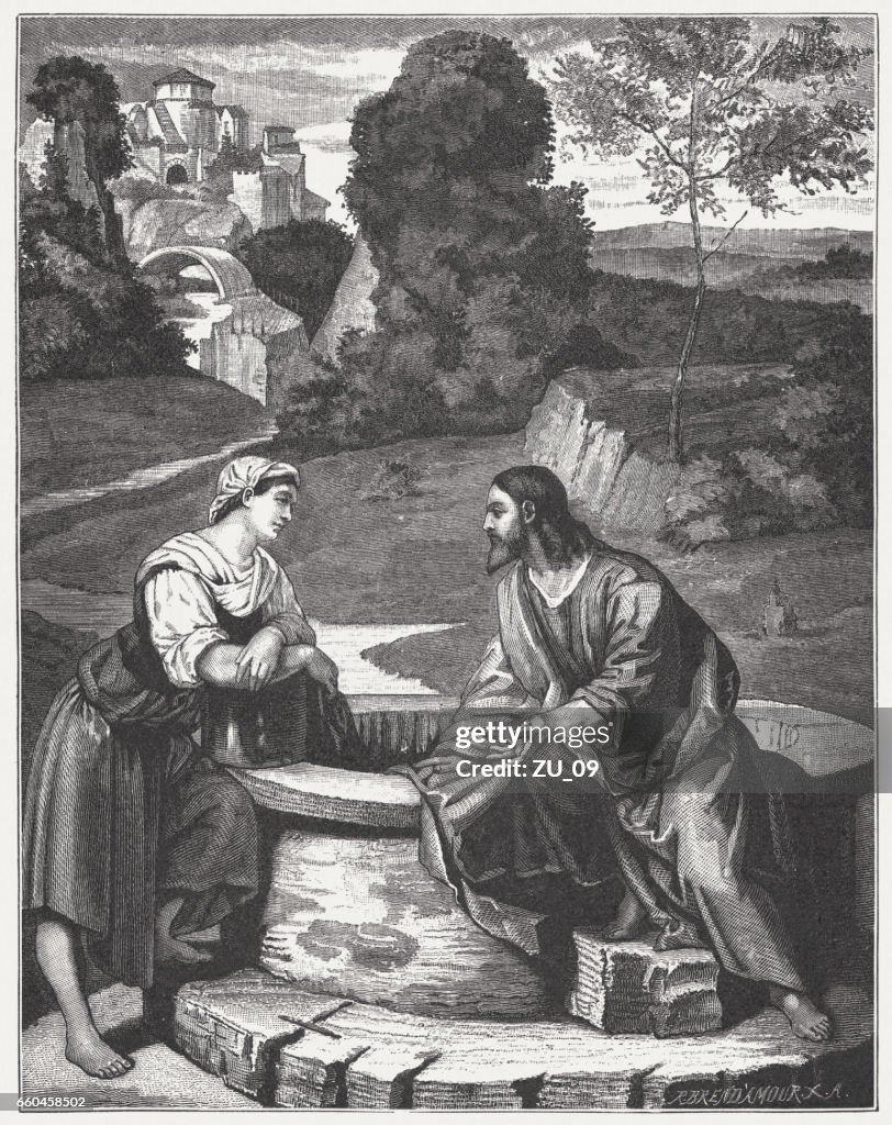 Christ and the Samaritan Woman, painted (c.1520) by Alessandro Moretto