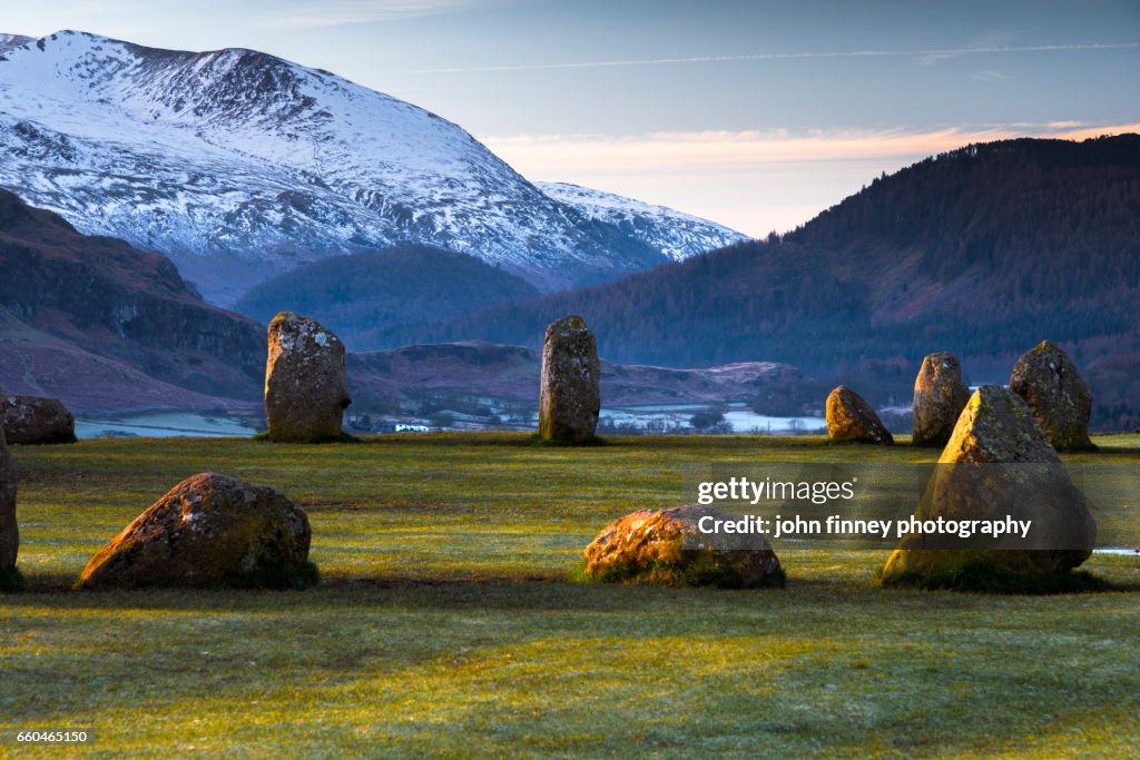 Standing stones from Castlerigg stone circle. Lake District National park. UK.