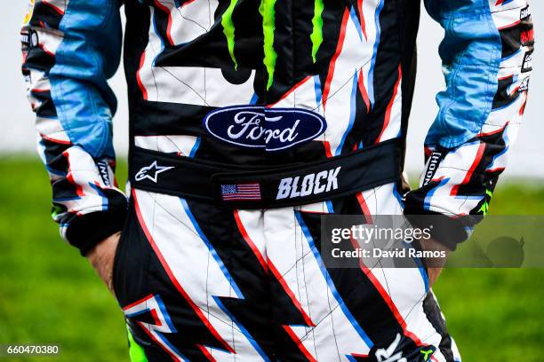 Ken Block of the United States and Hoonigan Racing Division team looks on during the launch event of the FIA World Rallycross Championship at Circuit...