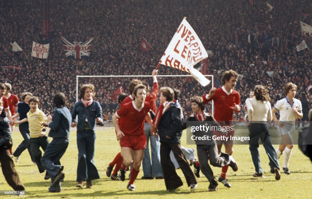 Liverpool players and Fans celebrate Winning the 1976/77 First Divsion