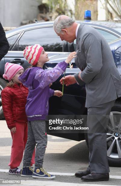 Prince Charles, Prince of Wales arrives at the FARA Foundation in Popesti Leordeni where he will meet young people and children housed by the...