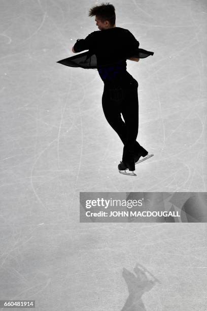 Ukraine's Ivan Pavlov competes in the men's short program at the ISU World Figure Skating Championships in Helsinki, Finland on March 30, 2017. / AFP...