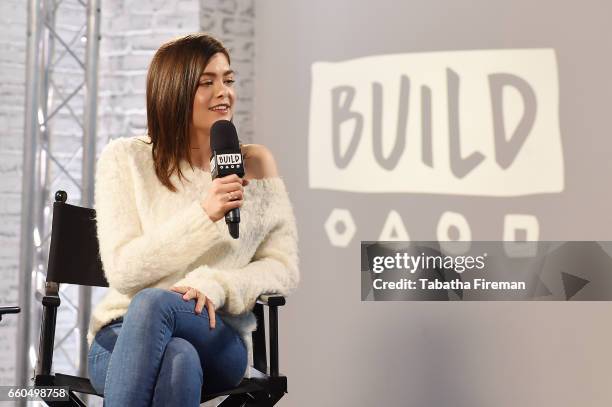 Actress Samantha Colley joins BUILD for a live interview at their London studio on March 30, 2017 in London, United Kingdom.