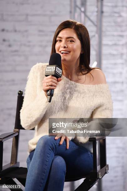 Actress Samantha Colley joins BUILD for a live interview at their London studio on March 30, 2017 in London, United Kingdom.