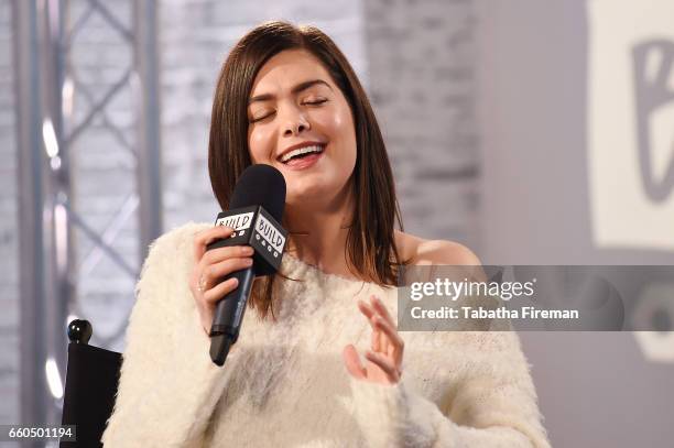 Actress Samantha Colley joins BUILD for a live interview at their London studio on March 30, 2017 in London, United Kingdom.