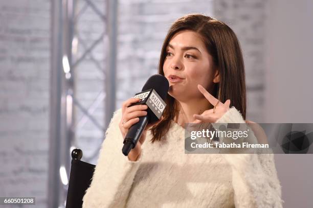 Actress Samantha Colley joins BUILD for a live interview at their London studio on March 30, 2017 in London, United Kingdom.