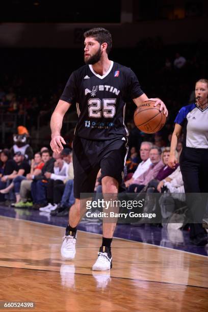 Patricio Garino of the Austin Spurs dribbles the ball against the Northern Arizona Suns on March 29, 2017 at Prescott Valley Event Center in Prescott...