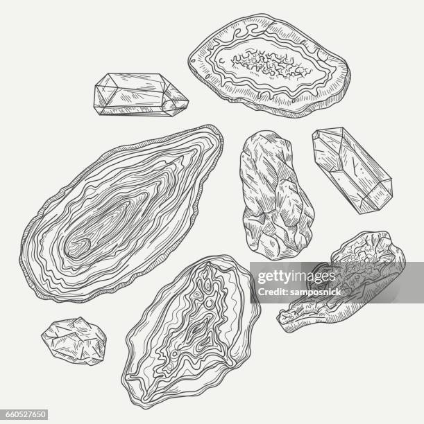 stockillustraties, clipart, cartoons en iconen met geodes, gems and rocks - mineral stone