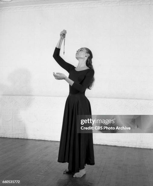Member of the Mary Anthony Dance Theater rehearsing an original ballet for Look Up and Live the CBS television religious and cultural affairs...