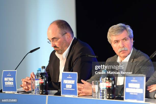 Building- and environmentdesigner Matthias Schoener and acting partner Friedbert Greif during the press conference of results of the production site...