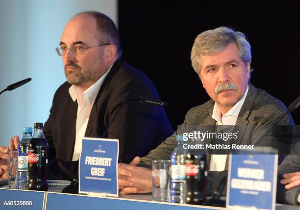 Building- and environmentdesigner Matthias Schoener and acting partner Friedbert Greif during the press conference of results of the production site...