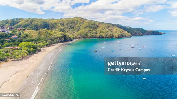 aerial view of playa hermosa, guanacaste, costa rica - costa rica beach stock pictures, royalty-free photos & images