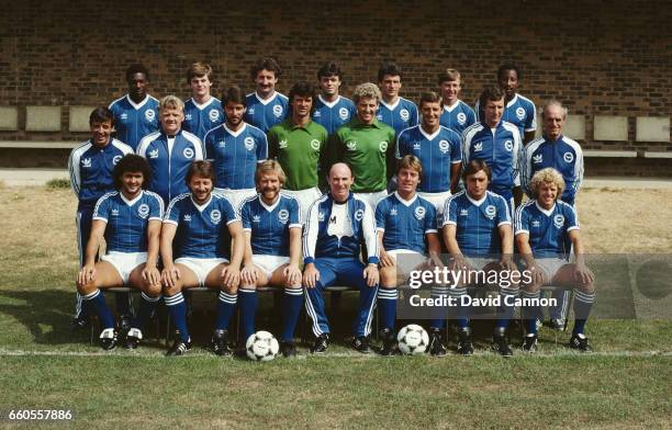 The Brighton and Hove Albion squad pictured before the 1983/84 season, Back row left to right Terry Connor, Gary Howlett, Gerry Ryan, Giles Stille,...