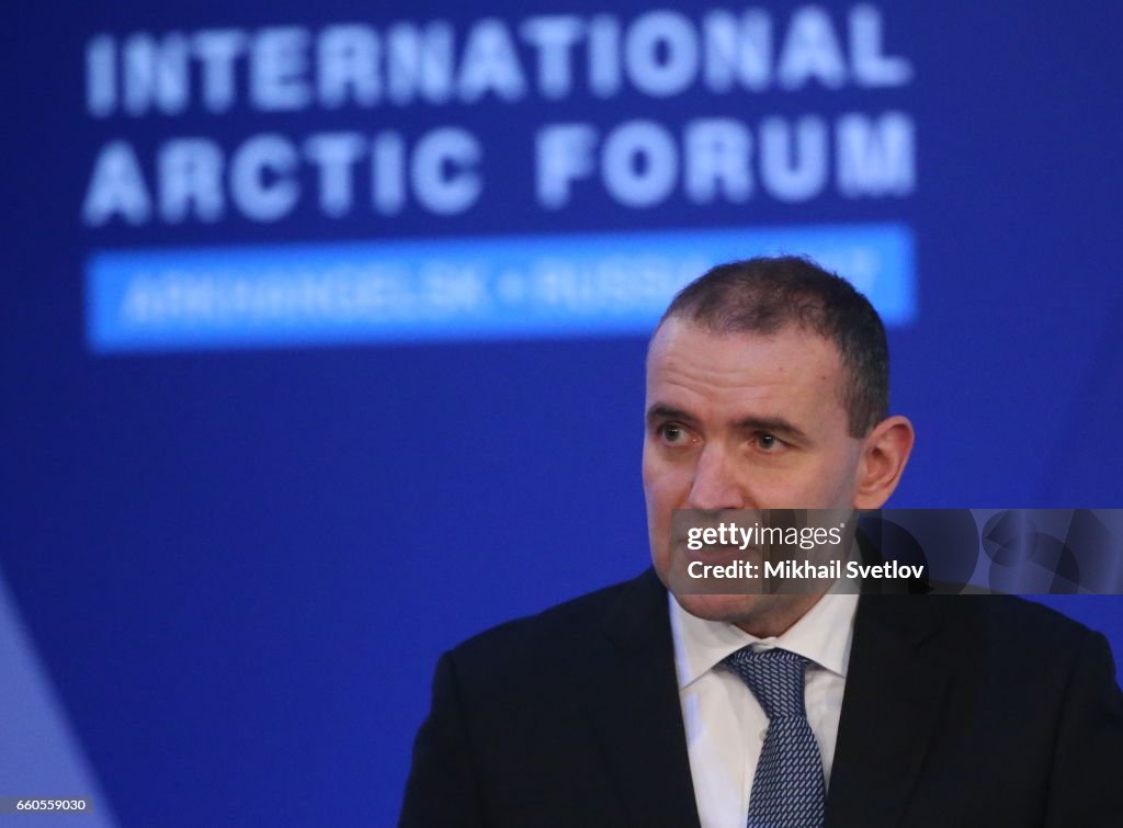Russian President Vladimir Putin attends the International Arctic Forum in Arkhangelsk