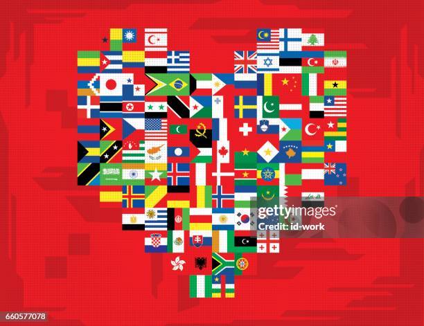 stockillustraties, clipart, cartoons en iconen met nationale vlaggen met hart - austria v sweden international friendly