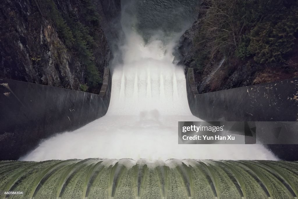 Overhead View of Water Release at Cleveland Dam