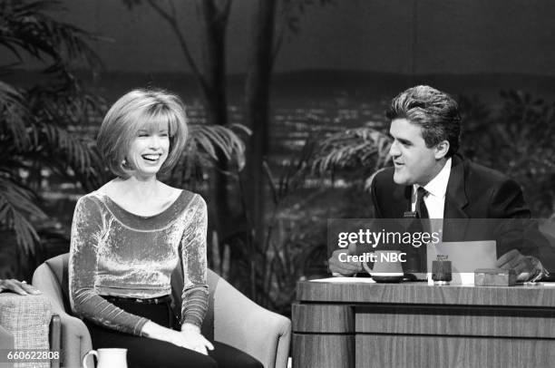 Pictured: Actress Julianne Phillips during an interview with gust host Jay Leno on June 19, 1991 --