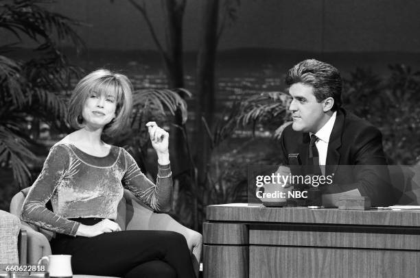 Pictured: Actress Julianne Phillips during an interview with gust host Jay Leno on June 19, 1991 --