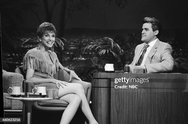 Pictured: Actress Liliane Montevecchi during an interview with guest host Jay Leno on July 1, 1991 --