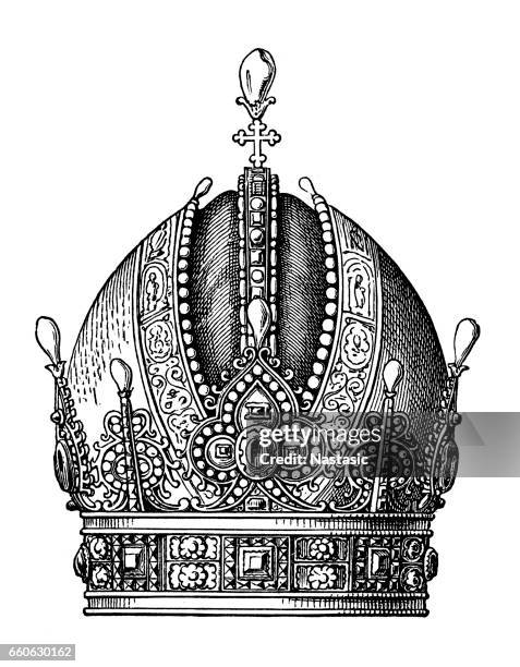 imperial crown of austria - holy roman emperor stock illustrations